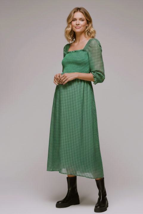 Lottie Gingham Shirred Dress