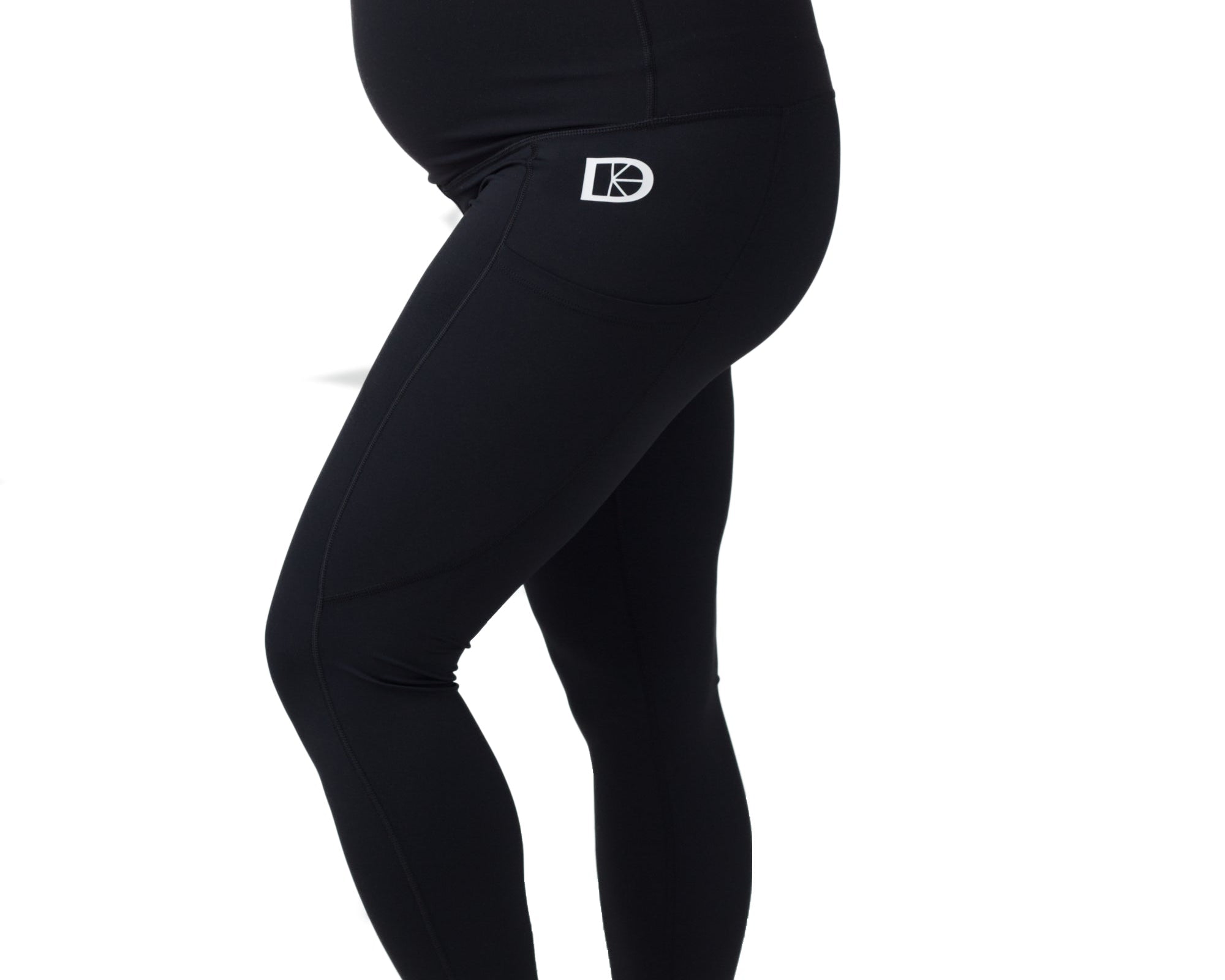 Black leggings with a logo on a white background