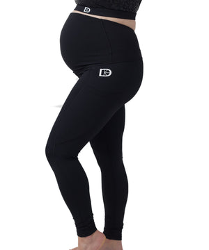 Black leggings with a logo on a white background