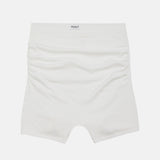 White seamless boxer briefs with a small RENUE brand label on the waistband, shown flat against a light gray background.