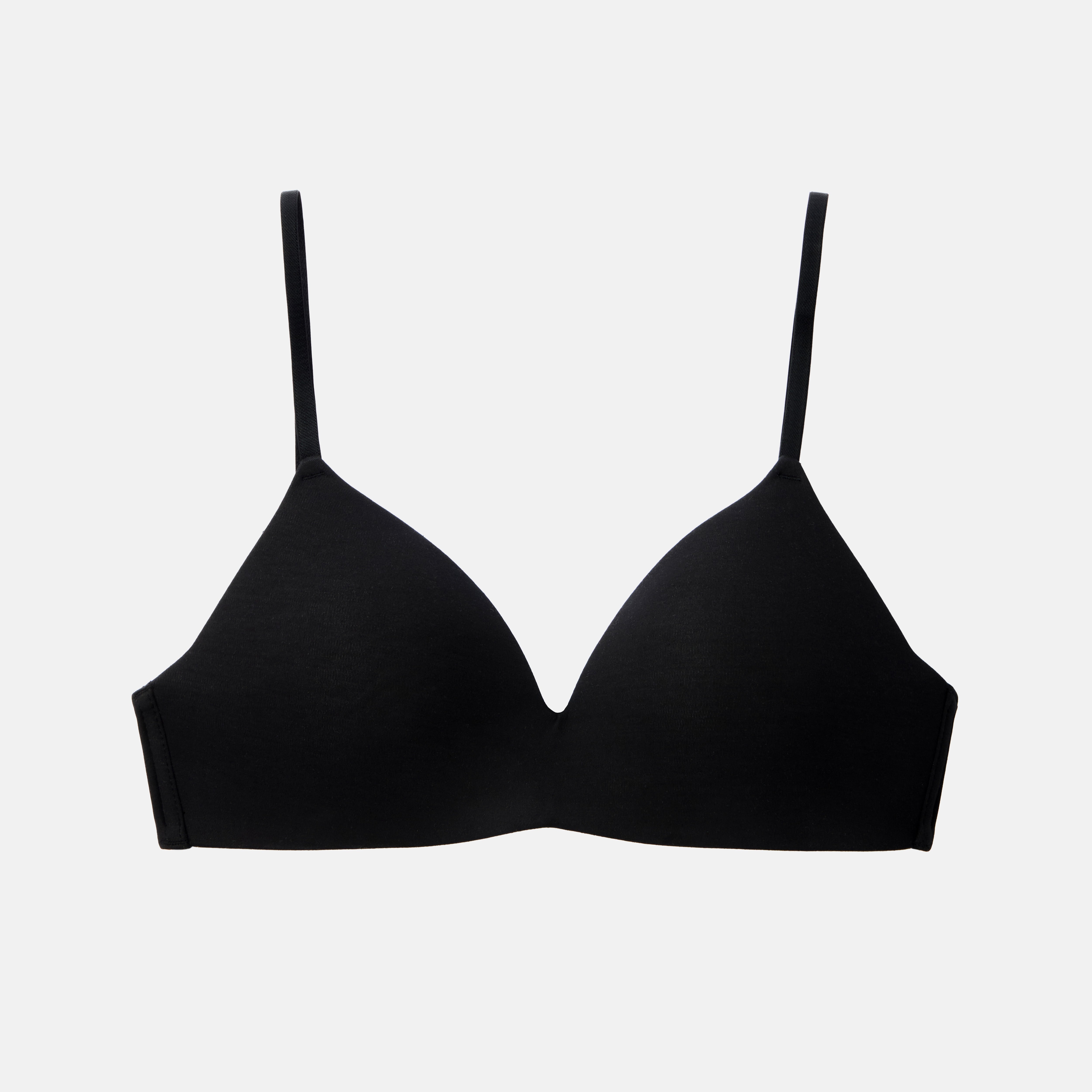 Black bra on a light gray background