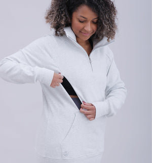 Natal Active Breastfeeding Maternity 1 4 Zip Sweater Grey Marl 1
