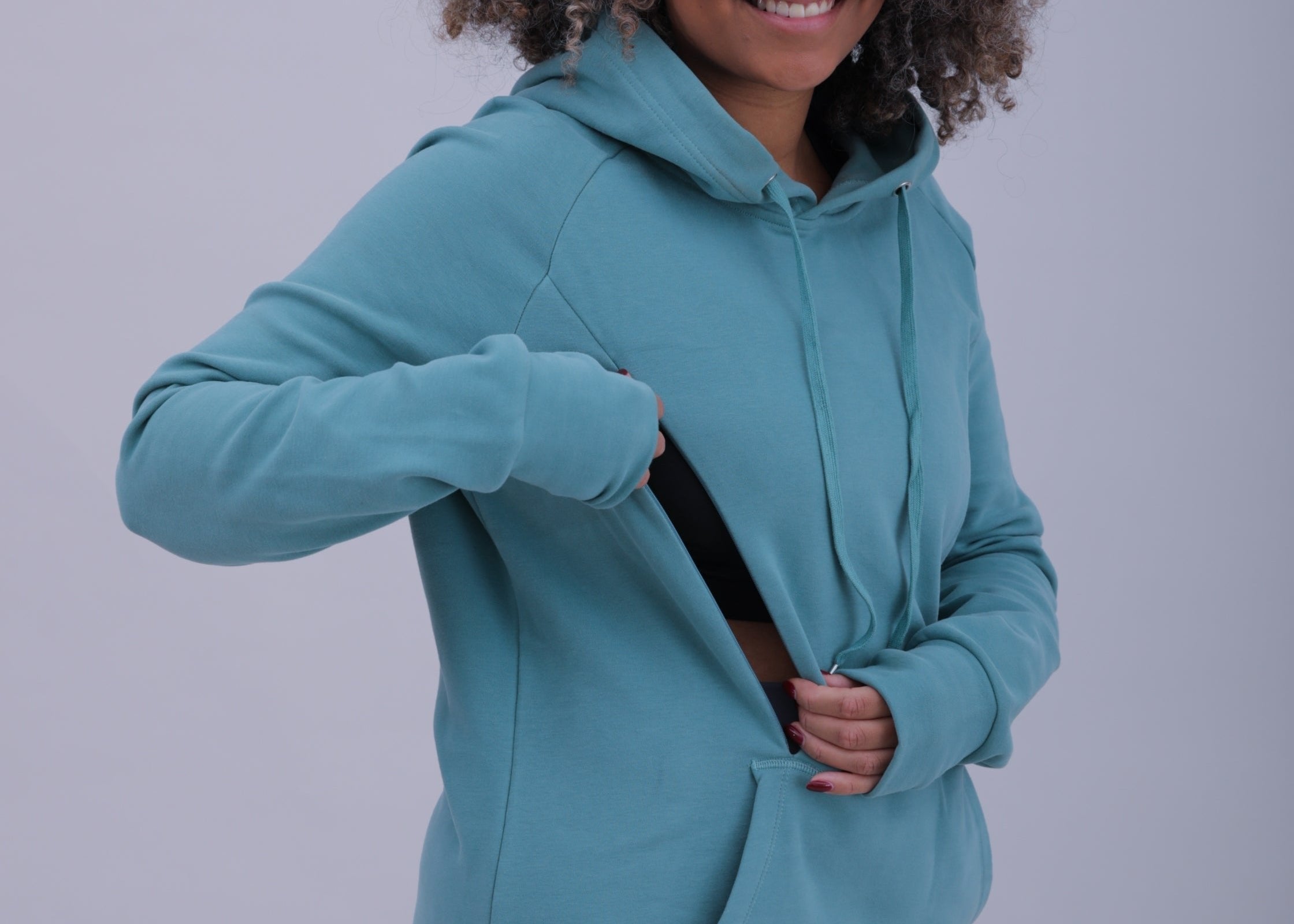 Natal Active Breastfeeding Maternity Hoodie Sage 3