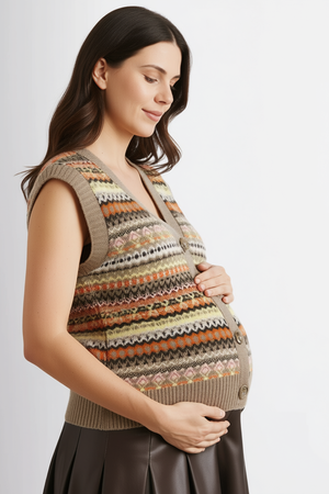 Neutral Fair Isle Tank Maternity