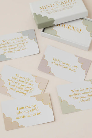 Set of cards with text on a beige background