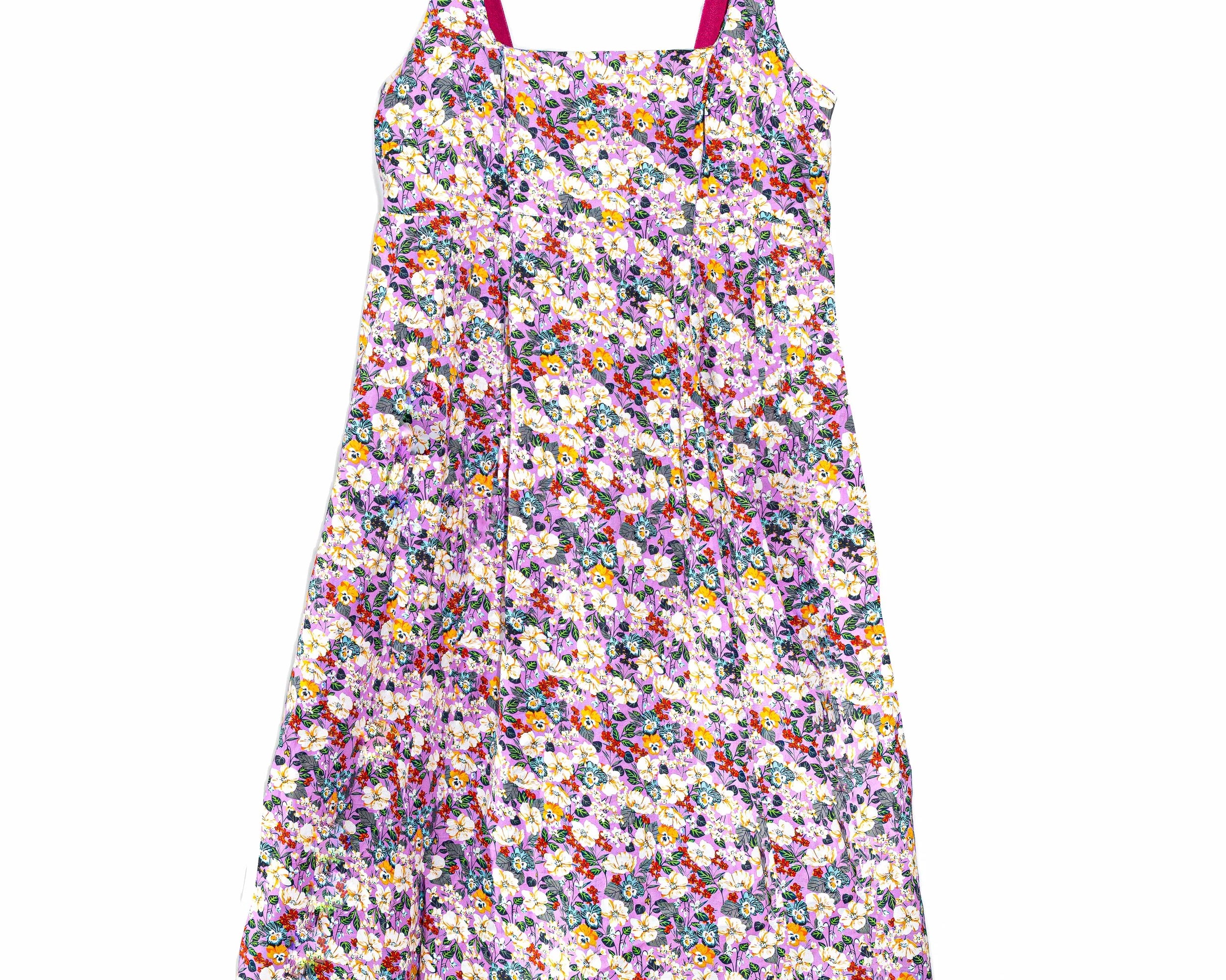 Floral dress with colorful pattern on a white background