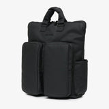 Black backpack on a white background
