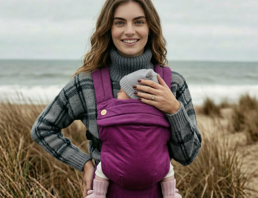 Bizzi Growin Velvet Baby Carrier Berry Kiss 1