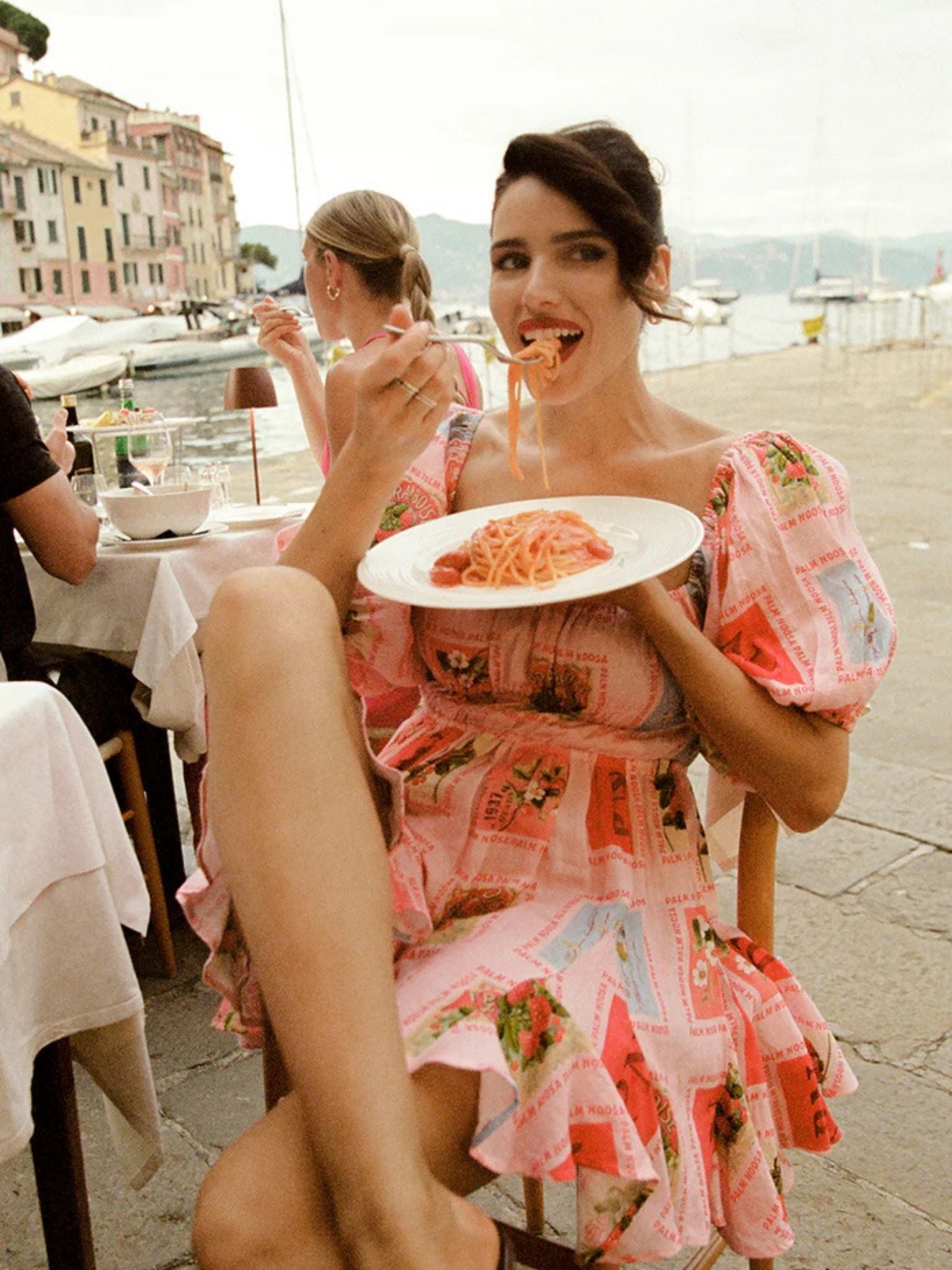 Flora Mini Dress in Strawberry Stamp Print | Palm Noosa | For The