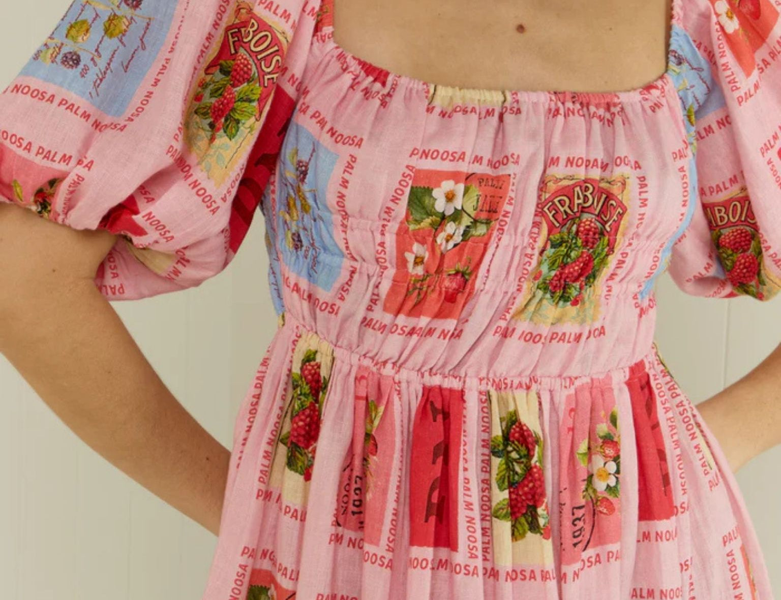 Palm Noosa Flora Dress in Strawberry Stamp