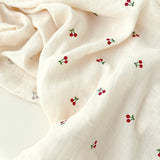 Cherry Muslin Swaddle Blanket breathable baby muslin by Cozy Crew Club