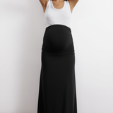 Ruched Waist Jersey Maxi Skirt - Black maternity