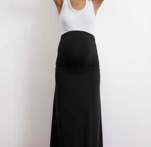 Ruched Waist Jersey Maxi Skirt - Black maternity