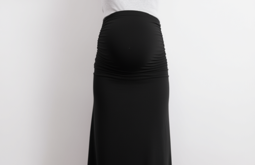Ruched Waist Jersey Maxi Skirt - Black maternity