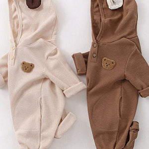 Pointy Bear Knitted Hooded Playsuit baby all-in-one by Cozy Crew Club