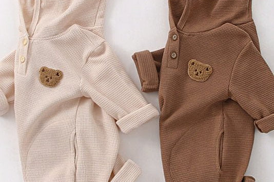 Pointy Bear Knitted Hooded Playsuit baby all-in-one by Cozy Crew Club