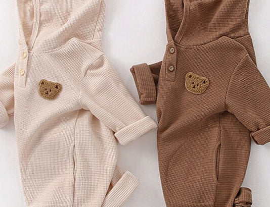 Pointy Bear Knitted Hooded Playsuit baby all-in-one by Cozy Crew Club
