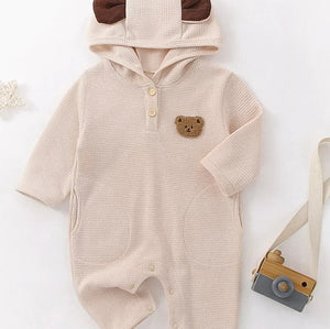 Pointy Bear Knitted Hooded Playsuit baby all-in-one by Cozy Crew Club – image 5