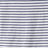 Close-up of white fabric with blue horizontal stripes