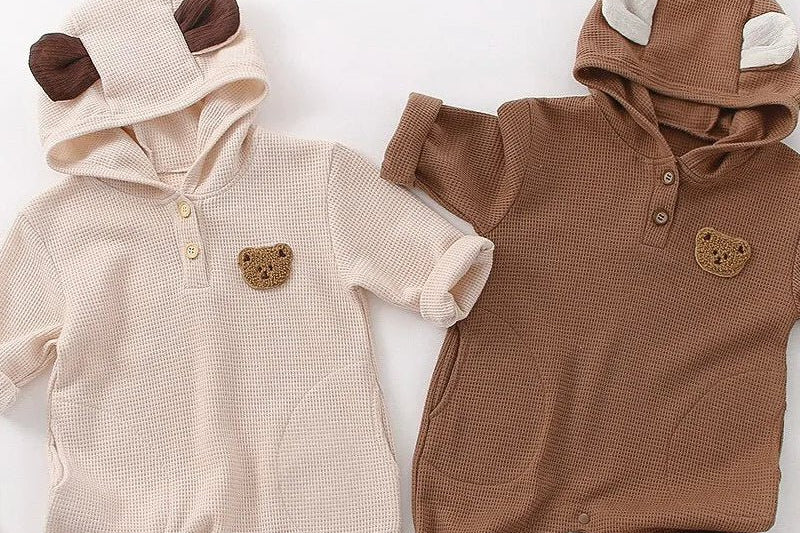 Pointy Bear Knitted Hooded Playsuit baby all-in-one by Cozy Crew Club – image 3