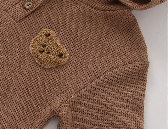 Pointy Bear Knitted Hooded Playsuit baby all-in-one by Cozy Crew Club – image 2