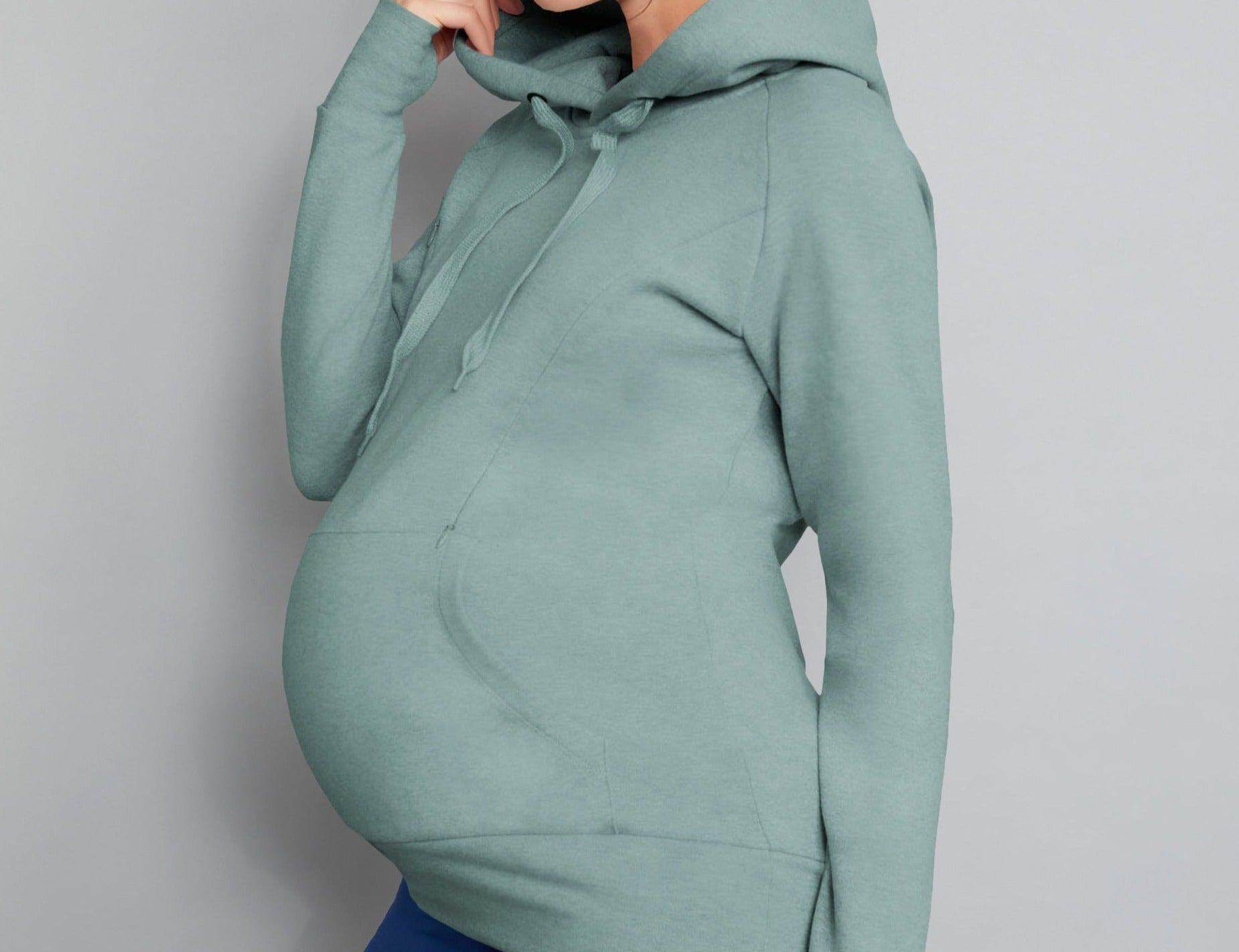 Natal Active Breastfeeding Maternity Hoodie Sage 1