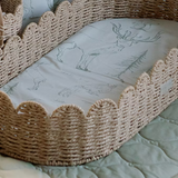 Ralphie Bear scallop edge baby changing basket in neutral tones with curved edges and woven texture.