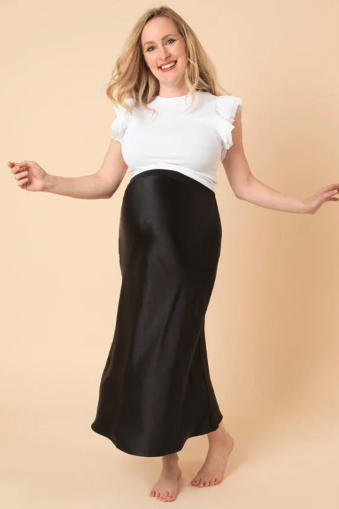 Example: Satin Midi Maternity Skirt