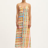 Front view of Summery Copenhagen Carmen String Dress in Multi Colour with tie-front and spaghetti straps