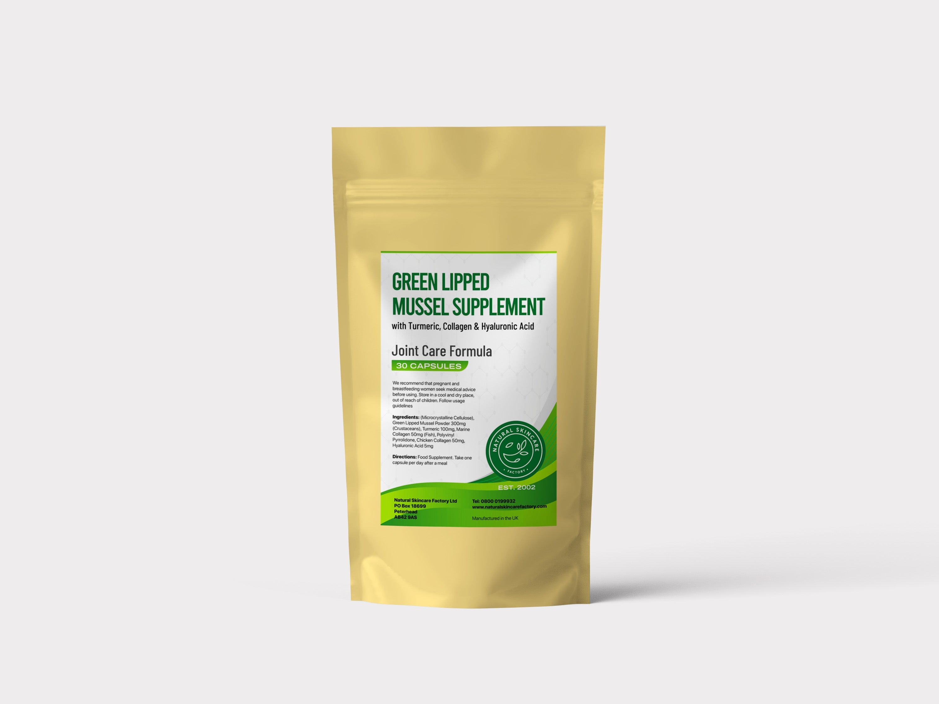 Natural Skincare Factory Green Lipped Mussel with Hyaluronic Acid Turmeric Collagen 1
