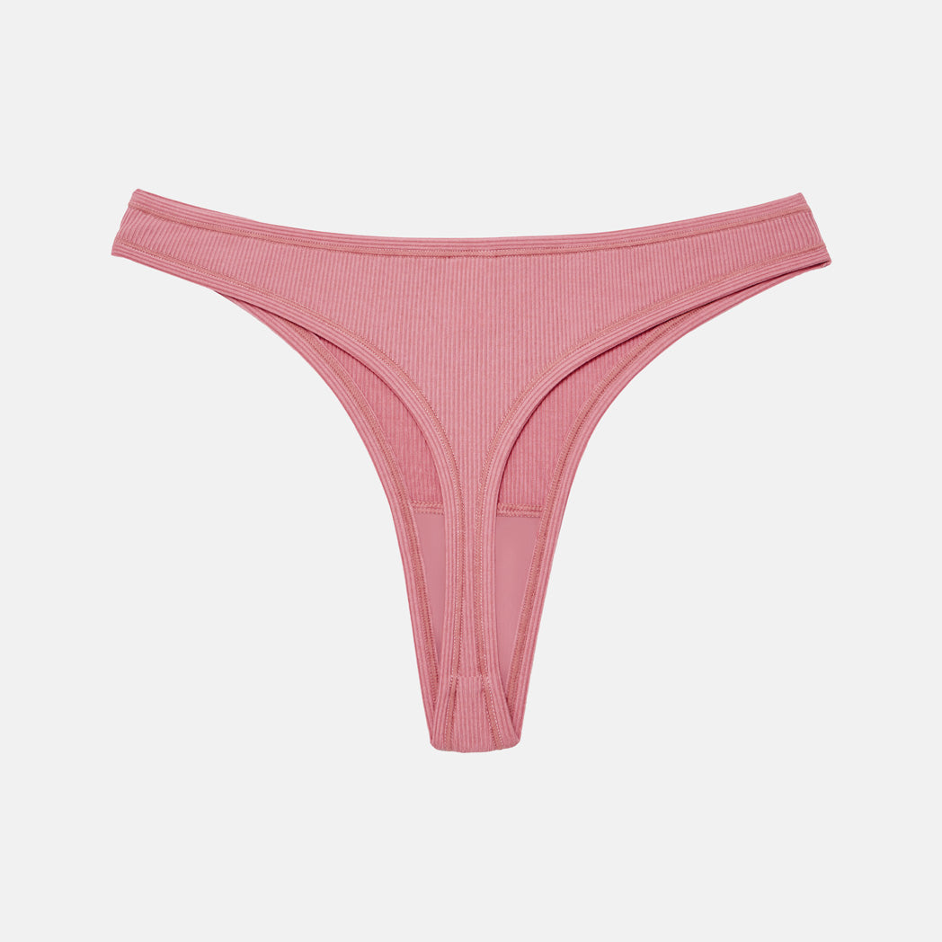 Tencel Ribbed Thong in Dusty Pink