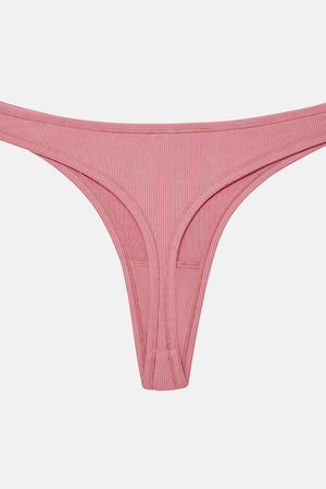 Tencel Ribbed Thong in Dusty Pink