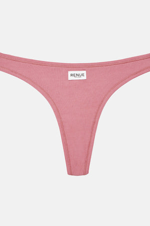 Tencel Ribbed Thong in Dusty Pink