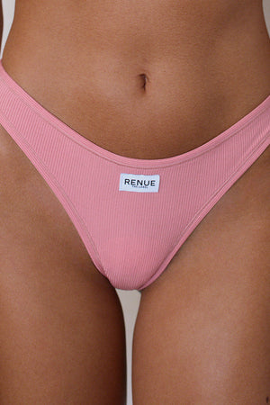 Tencel Ribbed Thong in Dusty Pink