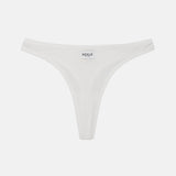 White thong-style underwear with a small black 'RENUE' brand label at the center front, shown on a light gray background.