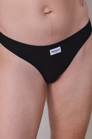 Tencel Ribbed Thong in Black