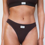 Tencel Ribbed Thong in Espresso
