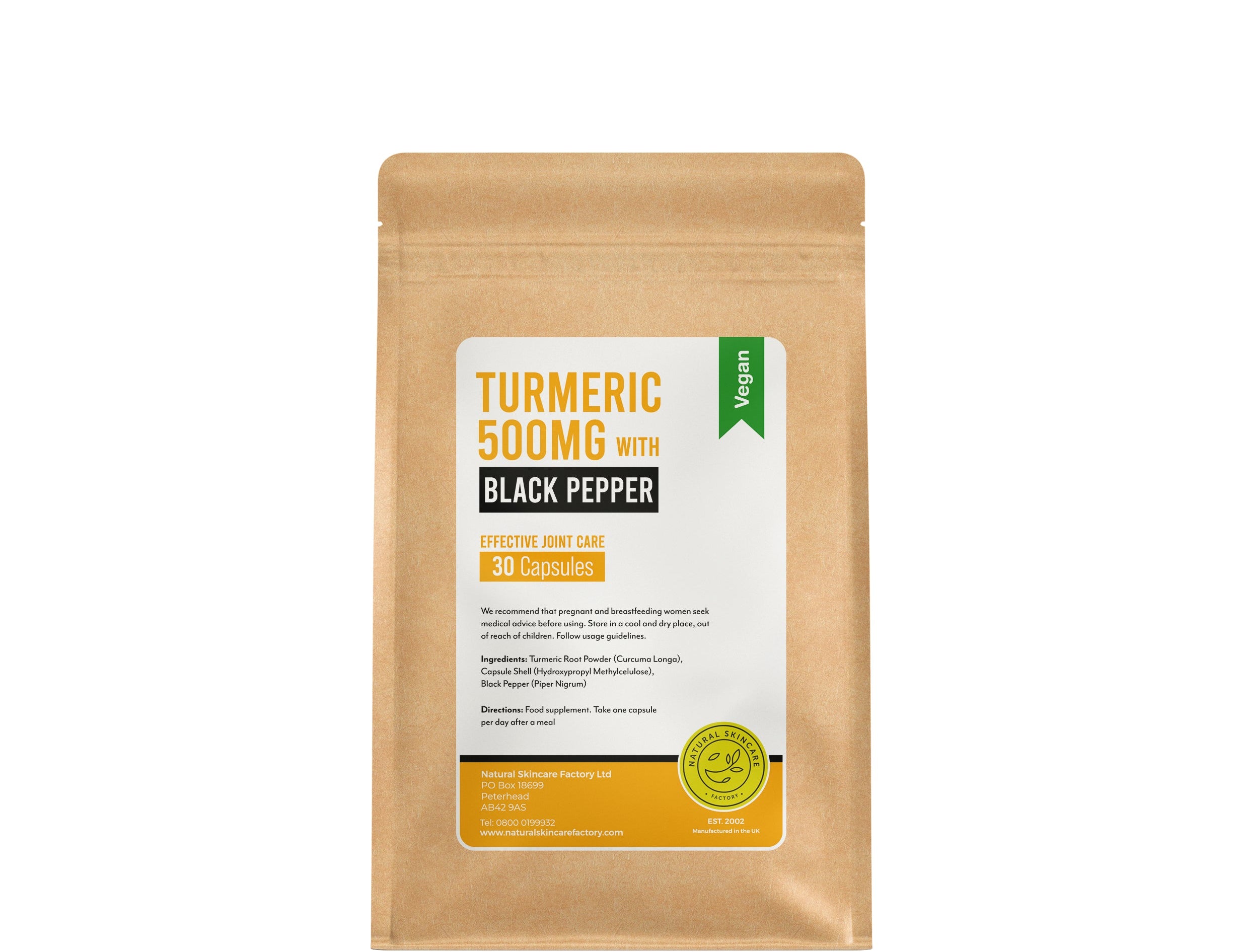Natural Skincare Factory Turmeric Black Pepper Capsules One A Day 1