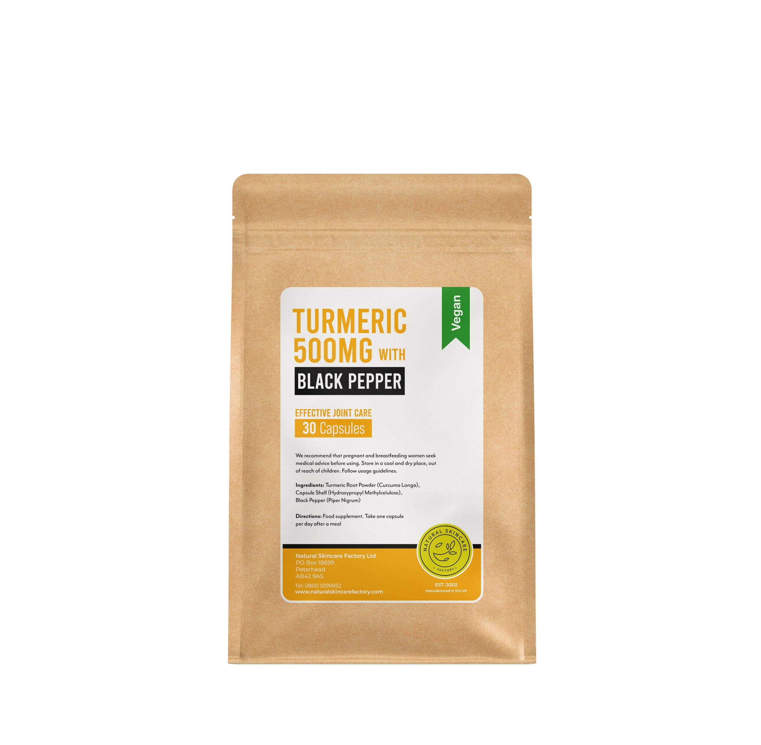 Natural Skincare Factory Turmeric Black Pepper Capsules One A Day 1
