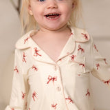 Mini Cozy Rosy Ribbon Pyjamas Set with pink bow print on cream, by Cozy Crew Club – image 7
