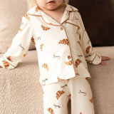 Mini Cozy Croissant Club Pyjamas with golden croissant print, by Cozy Crew Club – image 5