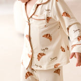 Mini Cozy Croissant Club Pyjamas with golden croissant print, by Cozy Crew Club – image 7