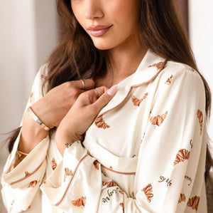 Adult Cozy Croissant Club Pyjamas croissant print set for mums, by Cozy Crew Club
