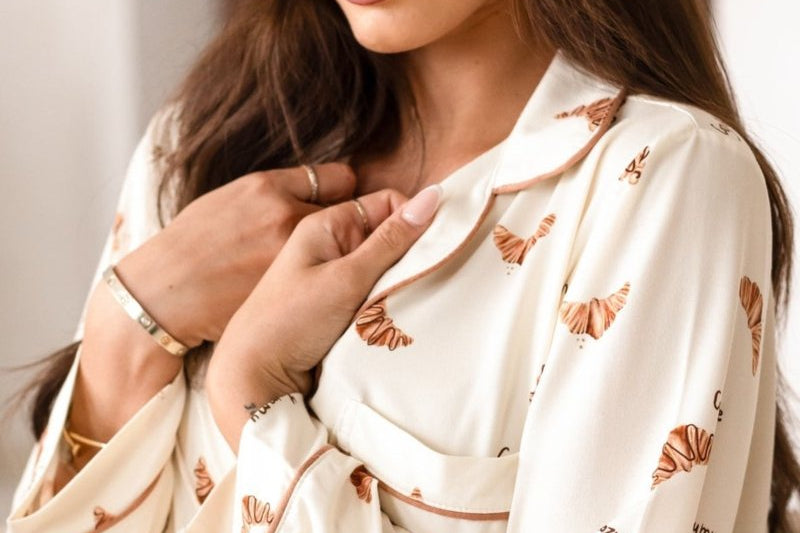 Adult Cozy Croissant Club Pyjamas croissant print set for mums, by Cozy Crew Club