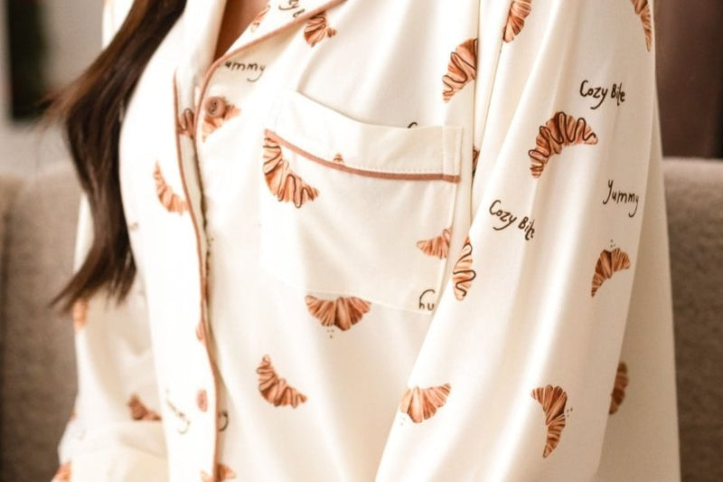 Adult Cozy Croissant Club Pyjamas croissant print set for mums, by Cozy Crew Club – image 2