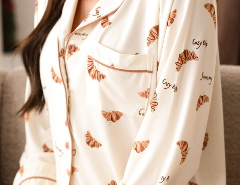 Adult Cozy Croissant Club Pyjamas croissant print set for mums, by Cozy Crew Club – image 2