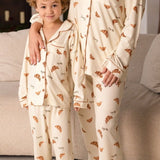Mini Cozy Croissant Club Pyjamas with golden croissant print, by Cozy Crew Club – image 8
