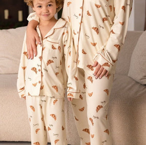 Mini Cozy Croissant Club Pyjamas with golden croissant print, by Cozy Crew Club – image 8