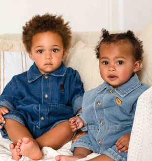 Bear Denim Romper baby all-in-one by Cozy Crew Club – image 2