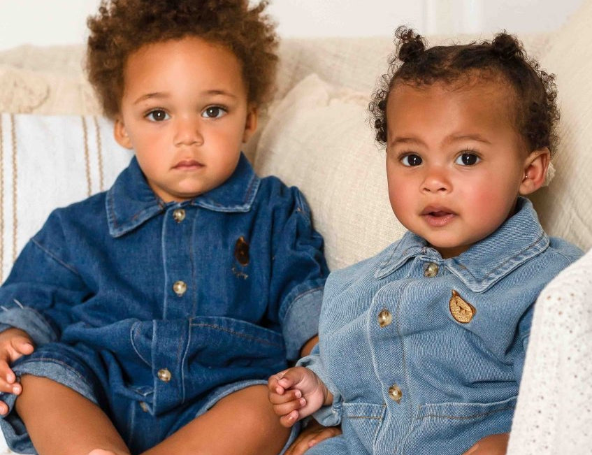 Bear Denim Romper baby all-in-one by Cozy Crew Club – image 2